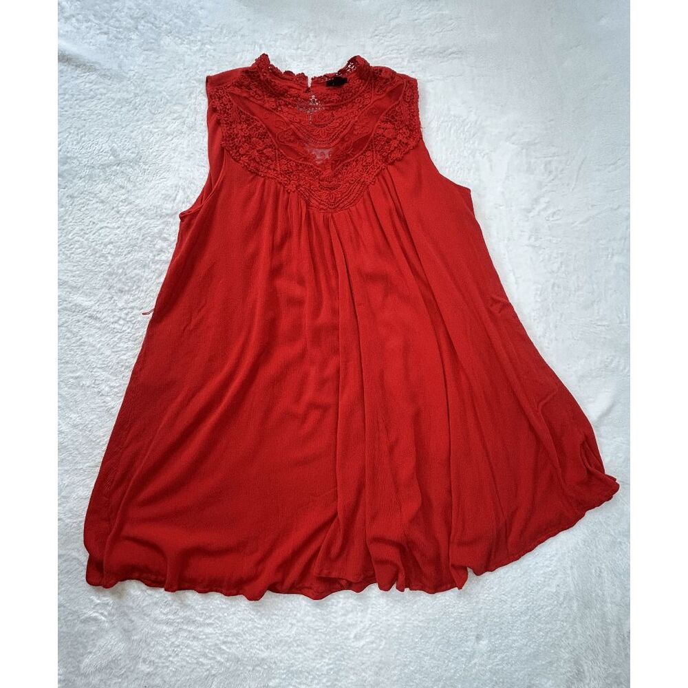 Torrid Sleeveless Summer Dress Lipstick Red Midi Size 2 (2X) Lacy, Flowing